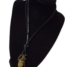 Black Leather necklace with horn pendant